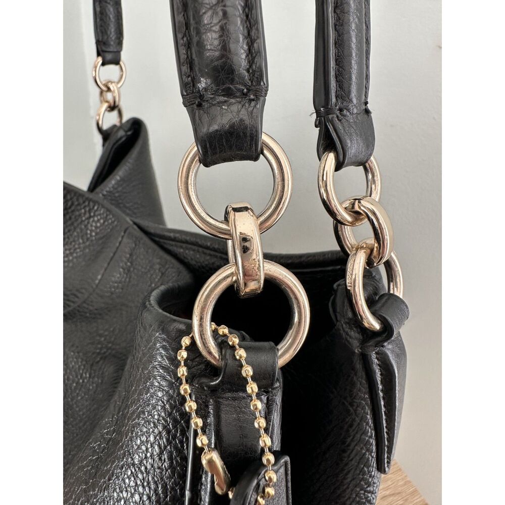 Coach Madison Phoebe Shoulder Bag Black Pebbled Leather Satchel Purse - Picture 11 of 15